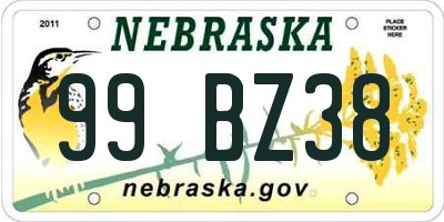 NE license plate 99BZ38