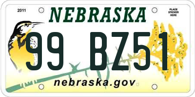 NE license plate 99BZ51
