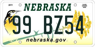 NE license plate 99BZ54