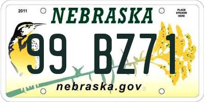 NE license plate 99BZ71