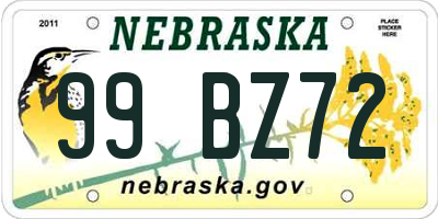 NE license plate 99BZ72