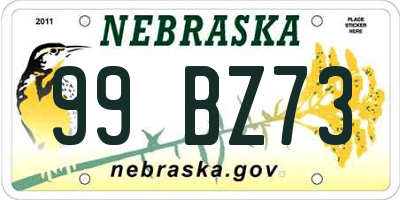 NE license plate 99BZ73