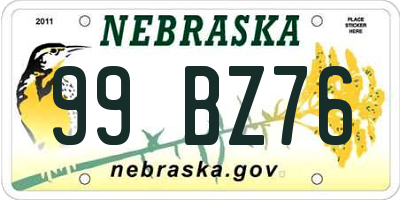 NE license plate 99BZ76