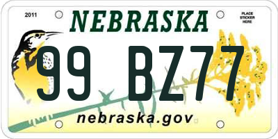 NE license plate 99BZ77