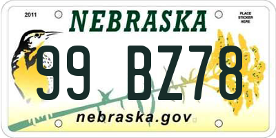 NE license plate 99BZ78