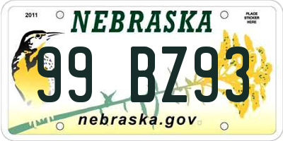 NE license plate 99BZ93