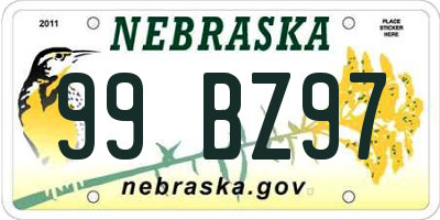 NE license plate 99BZ97