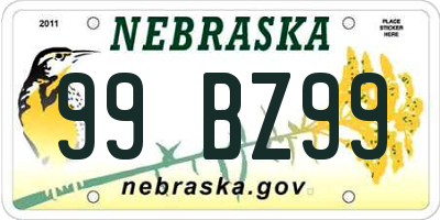 NE license plate 99BZ99