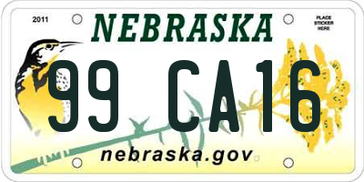 NE license plate 99CA16