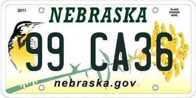 NE license plate 99CA36