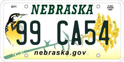 NE license plate 99CA54