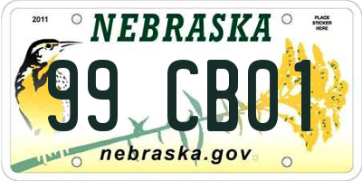 NE license plate 99CB01