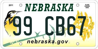 NE license plate 99CB67