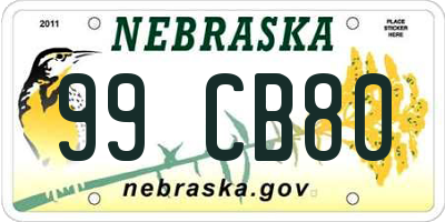 NE license plate 99CB80