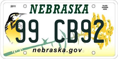 NE license plate 99CB92