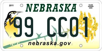 NE license plate 99CC01