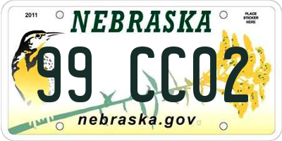 NE license plate 99CC02