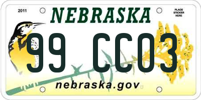 NE license plate 99CC03