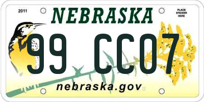 NE license plate 99CC07