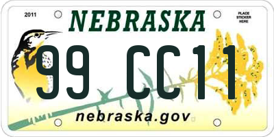 NE license plate 99CC11