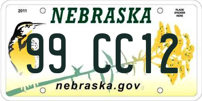 NE license plate 99CC12