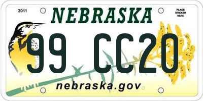 NE license plate 99CC20