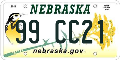 NE license plate 99CC21