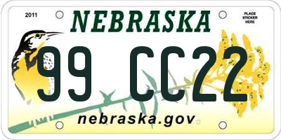 NE license plate 99CC22