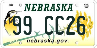 NE license plate 99CC26