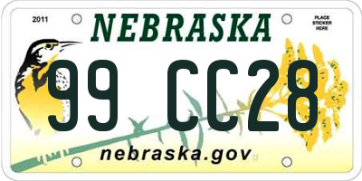 NE license plate 99CC28