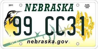 NE license plate 99CC31