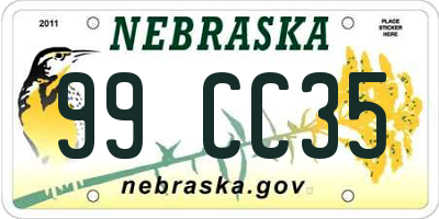 NE license plate 99CC35