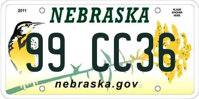 NE license plate 99CC36