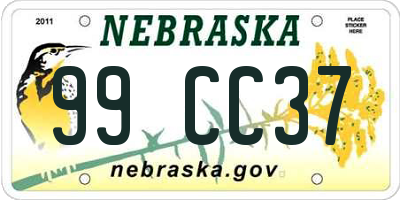 NE license plate 99CC37
