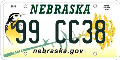 NE license plate 99CC38