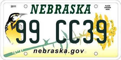 NE license plate 99CC39