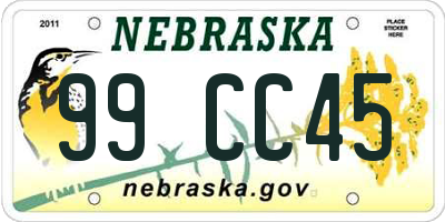 NE license plate 99CC45