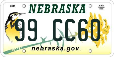 NE license plate 99CC60