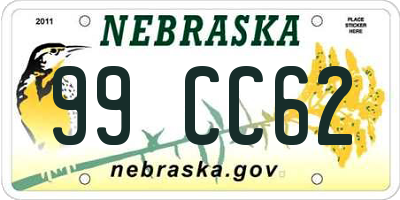 NE license plate 99CC62