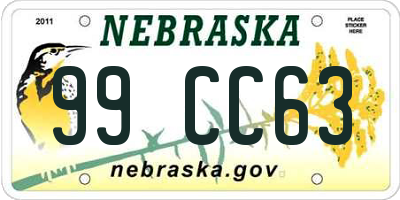 NE license plate 99CC63