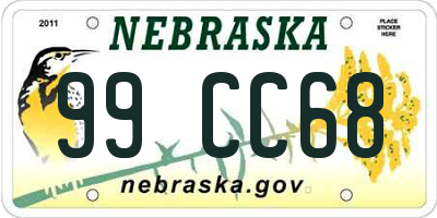 NE license plate 99CC68