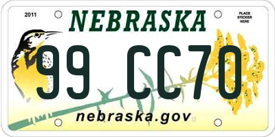 NE license plate 99CC70