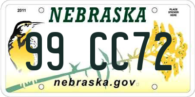 NE license plate 99CC72