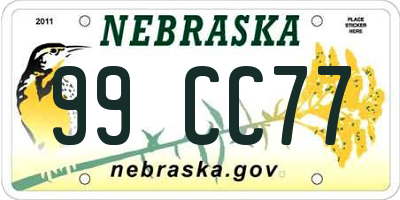 NE license plate 99CC77