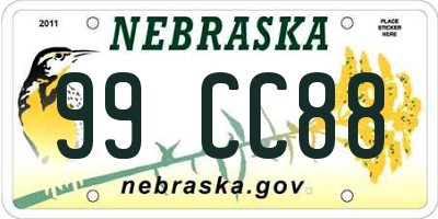 NE license plate 99CC88