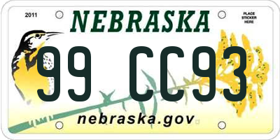 NE license plate 99CC93