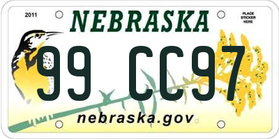 NE license plate 99CC97