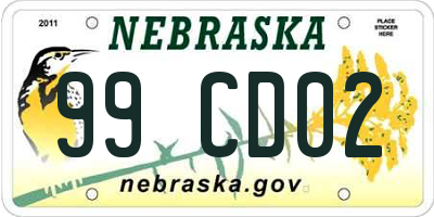 NE license plate 99CD02