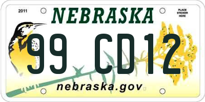 NE license plate 99CD12