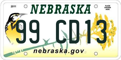 NE license plate 99CD13